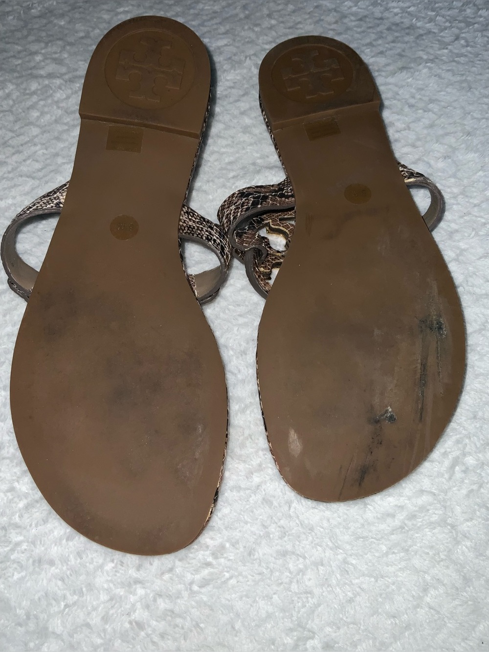 Tory Burch Miller Snake Embossed Leather Sandals - Picture 10 of 12